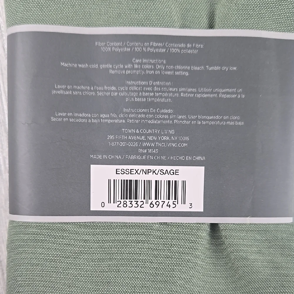 Essex Sage Green Cloth Napkins Set of 6 Textured 100% Polyester 18x18 Square NEW